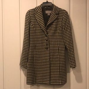 Ann Taylor Black & Tan Houndstooth Coat Size 2